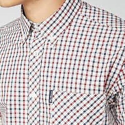 BEN SHERMAN LONG SLEEVE CHECK SHIRT BLACK/WHITE/RED