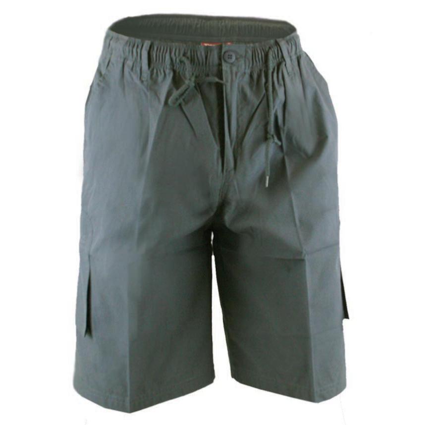 D555 NICK LIGHTWEIGHT CARGO SHORTS WITH ELASTICATED STRETCH WAISTBAND DARK GREY