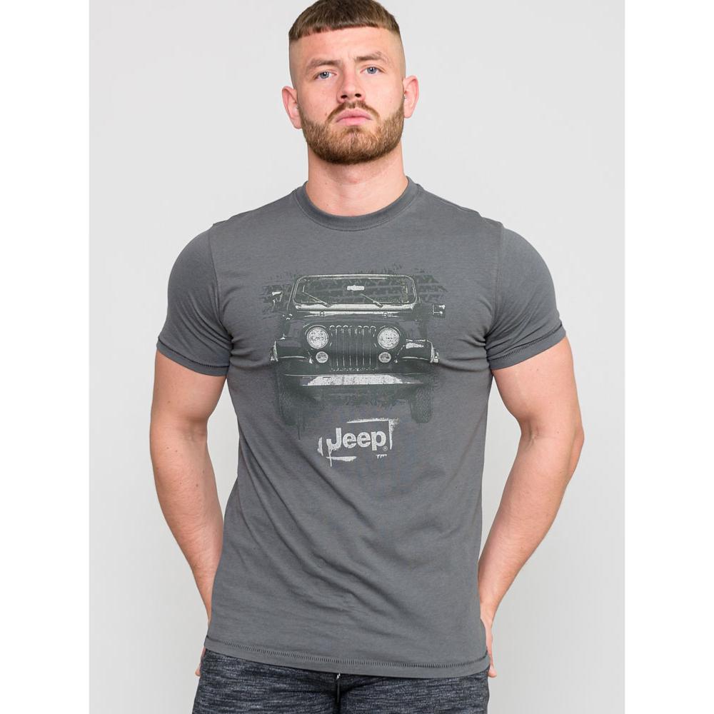 D555 SOMERTON OFFICIAL LICENSED JEEP PRINT T-SHIRT KHAKI GREEN
