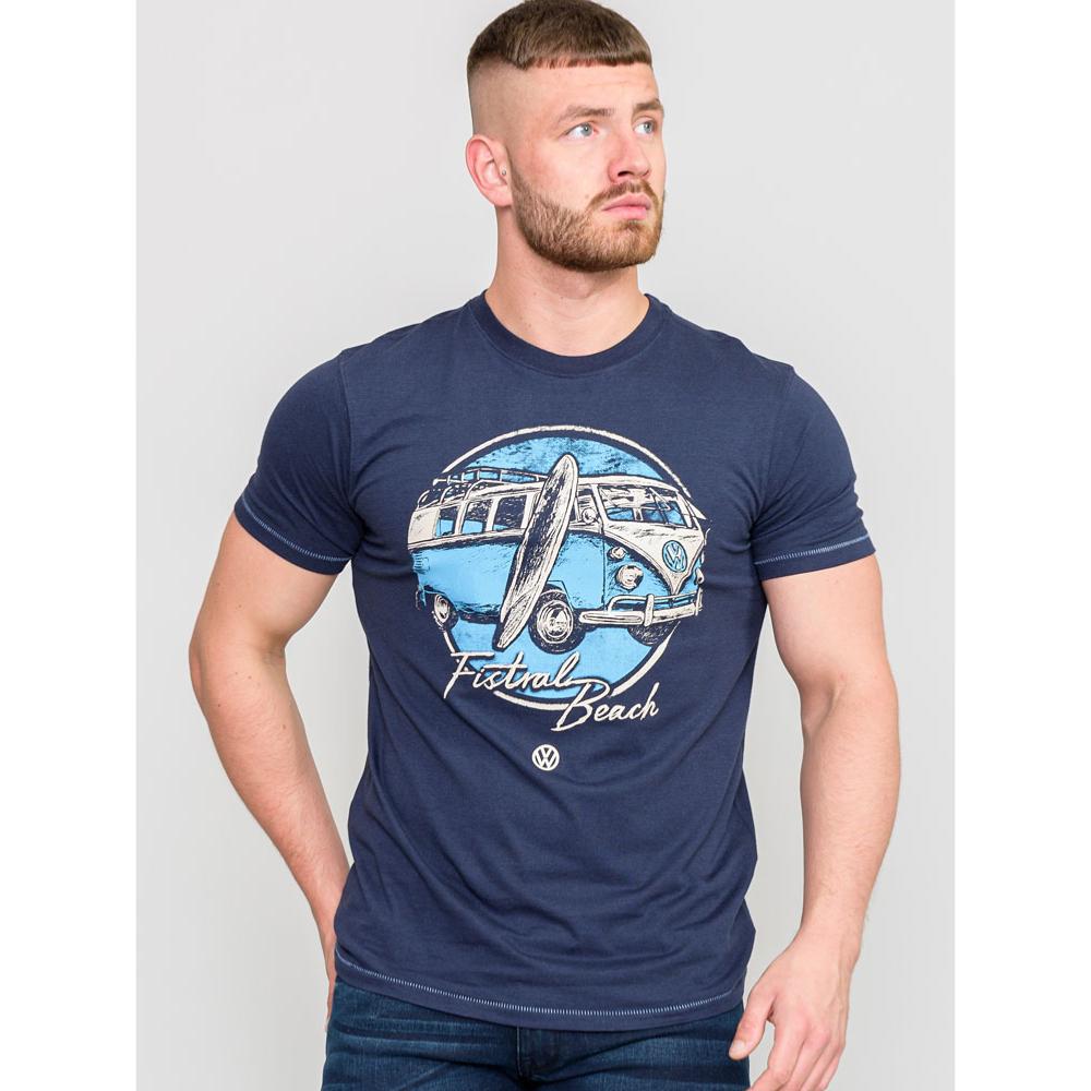 D555 WINTERTON OFFICIAL LICENSED VW CAMPERVAN TEE SHIRT NAVY