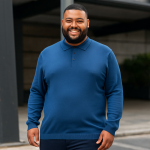 ESPIONAGE LONG SLEEVE KNITTED POLO JUMPER NAVY KW058