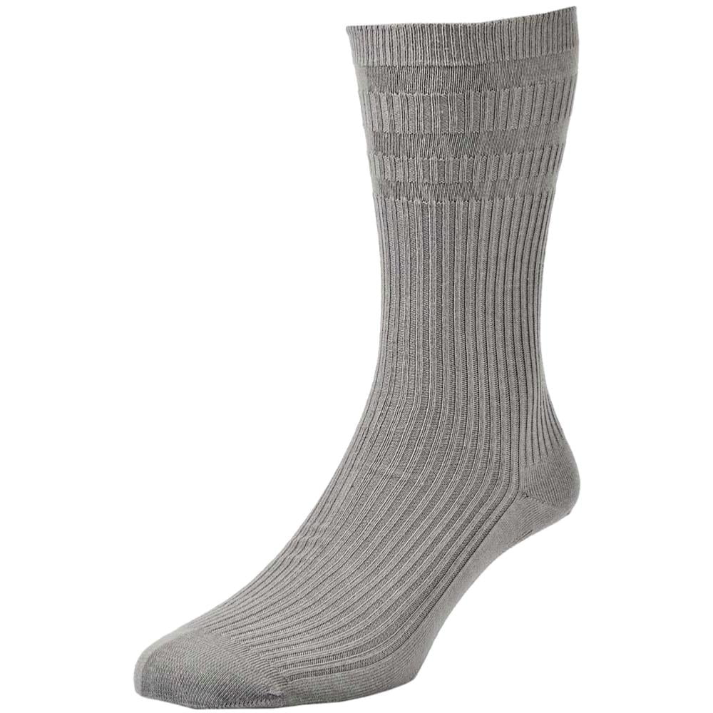 HJ HALL Large Mens Soft Top Cotton Socks Grey HJ91