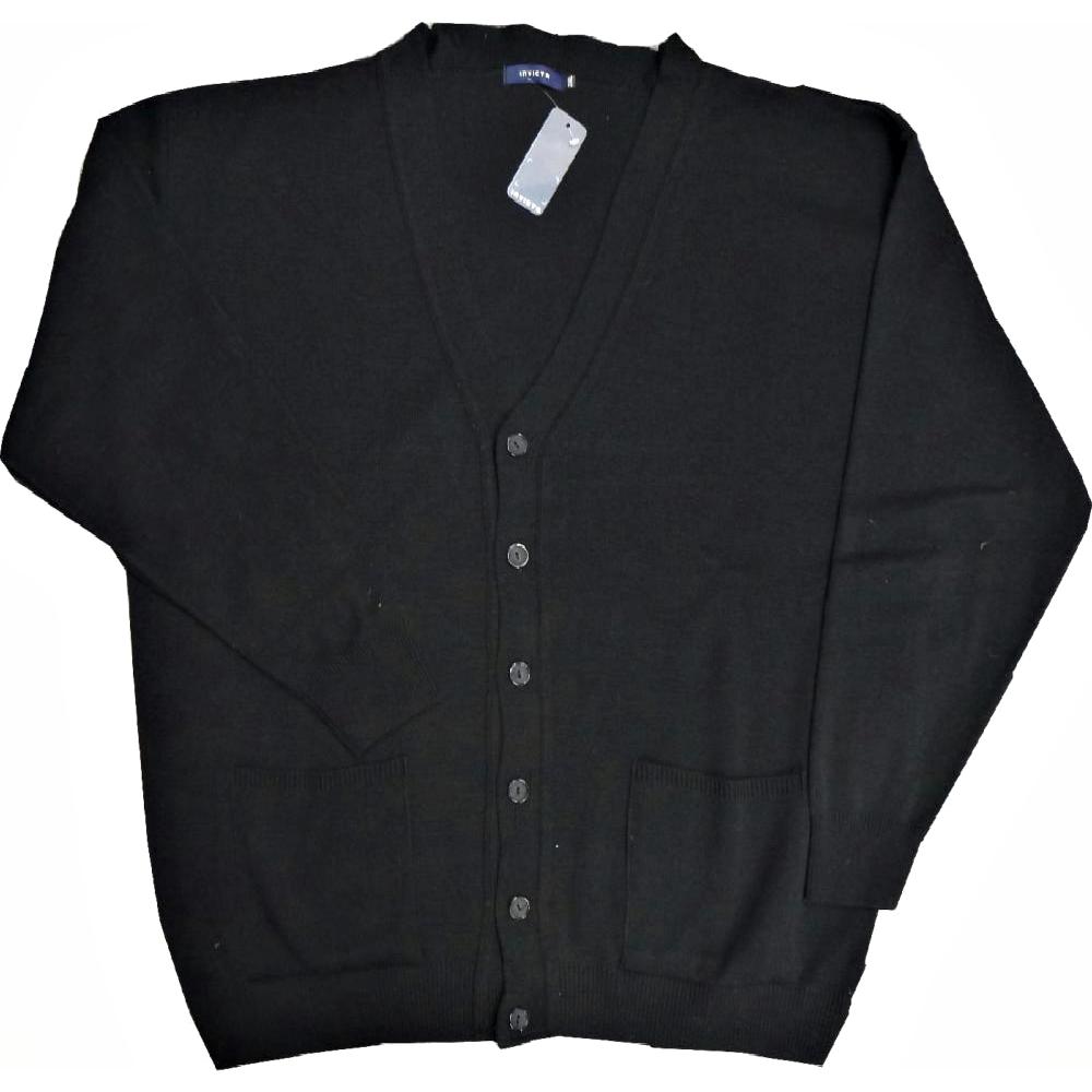 INVICTA BIG MENS CLASSIC BUTTON THROUGH CARDIGAN BLACK