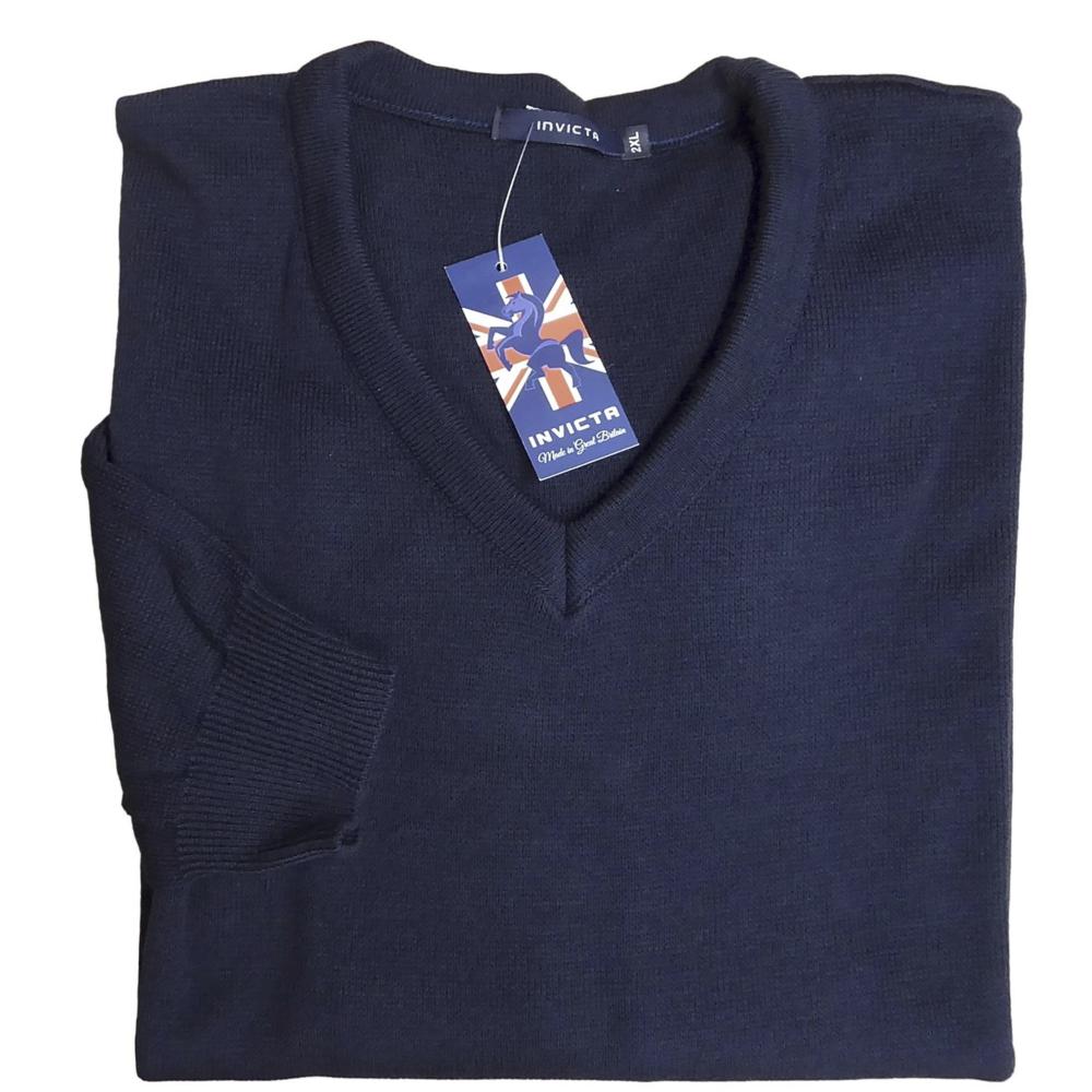 INVICTA PLAIN CLASSIC VEE NECK SWEATER NAVY