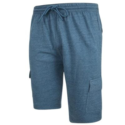 KAM JERSEY JERSEY CARGO JOG SHORTS DENIM MARL