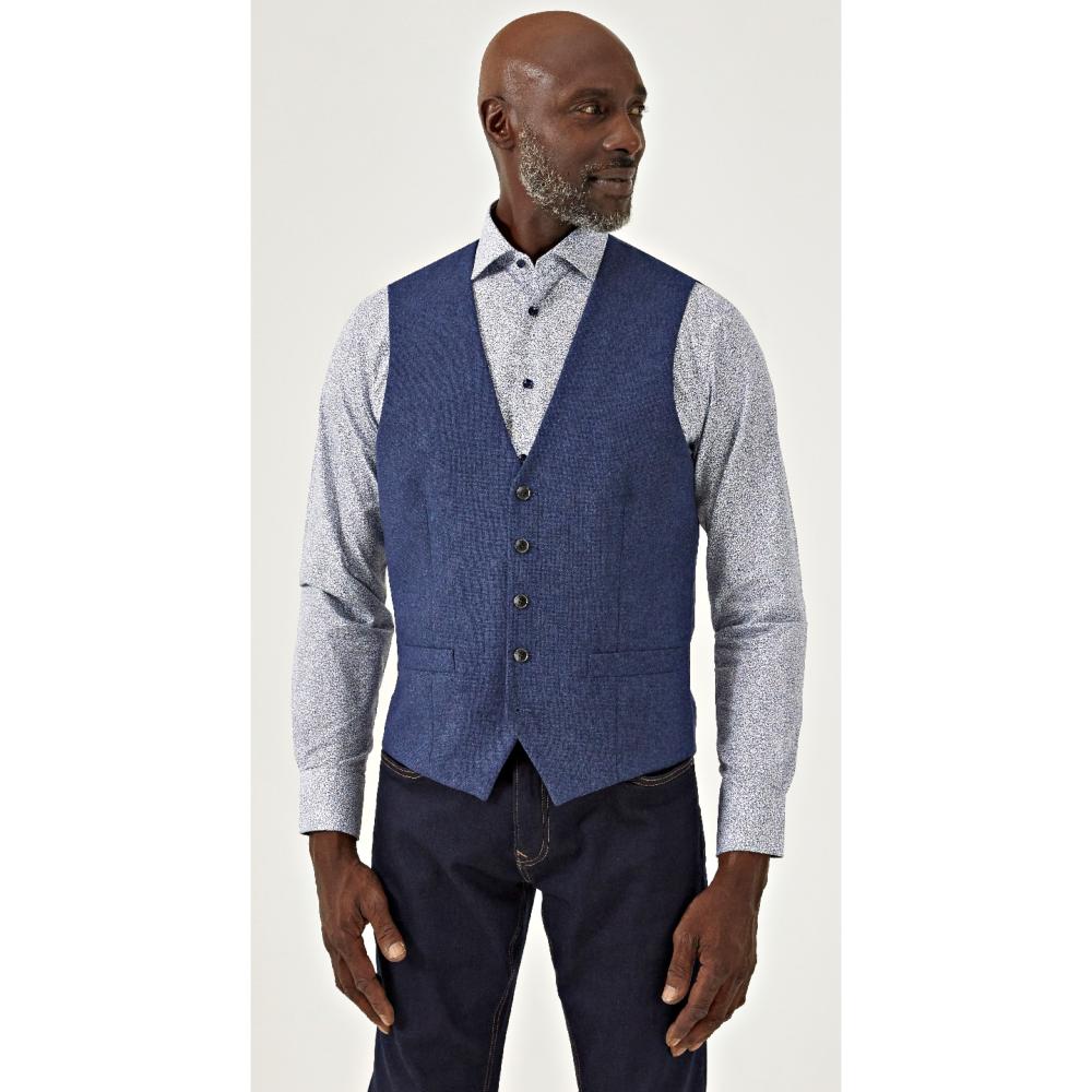 SKOPES RUTHIN WOOL BLEND WAISTCOAT BLUE