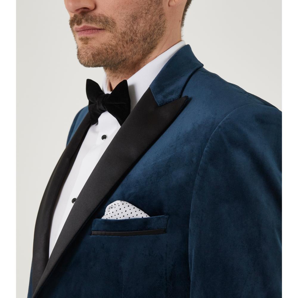 SKOPES JIVE VELVET JACKET WITH SATIN PEAK COLLAR TEAL