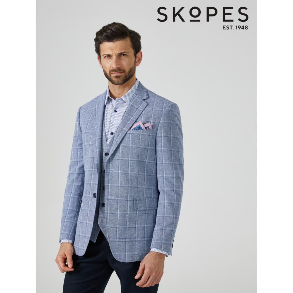 SKOPES LUMIS PALE BLUE CHECK LINEN / COTTON JACKET