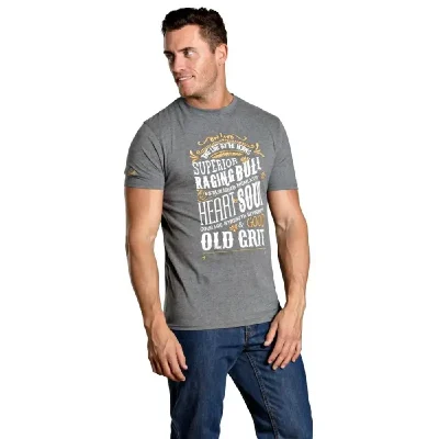 RAGING BULL HEART AND SOUL TEE SHIRT MARL GREY