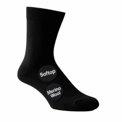HJ HALL Extra Large Original Soft Top Wool Sock Black HJ90