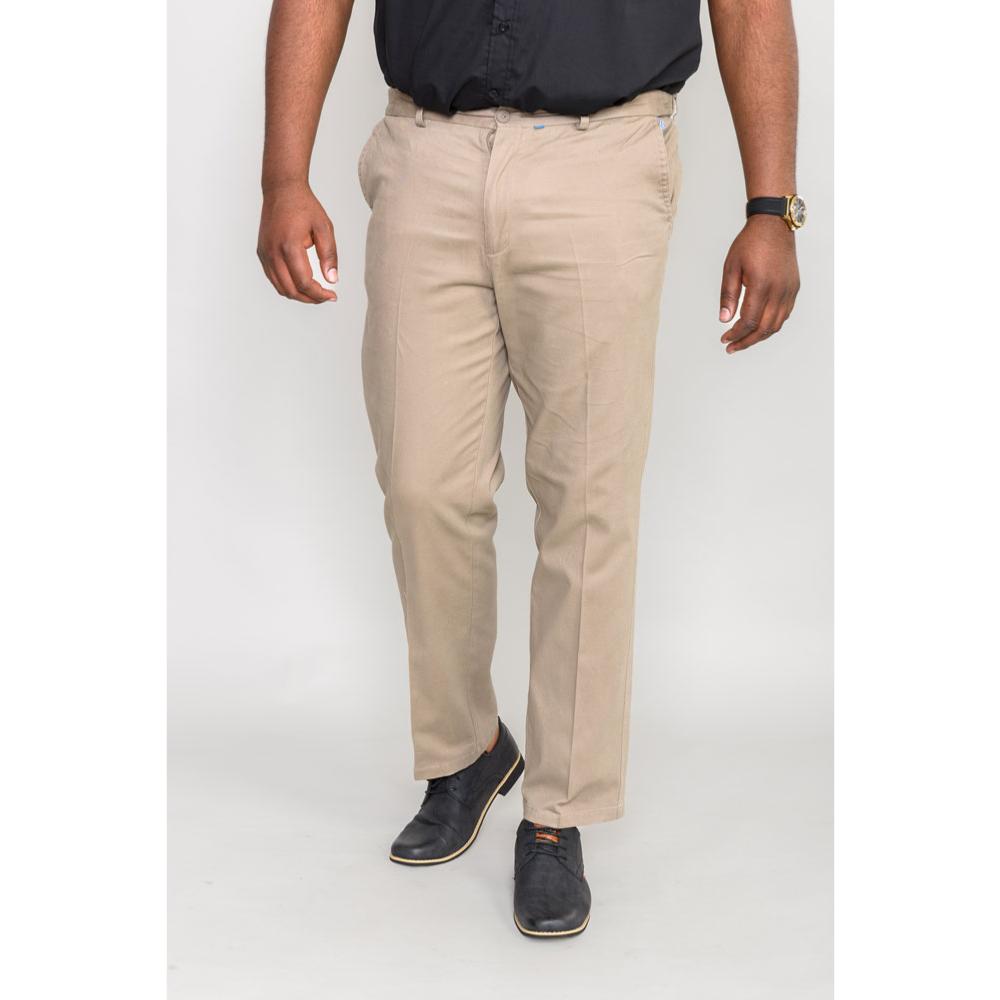 BRUNO BIG MANS CASUAL COTTON CHINO TROUSERS WITH COMFORT STRETCH FIT AND FLEXI-WAIST DARK STONE