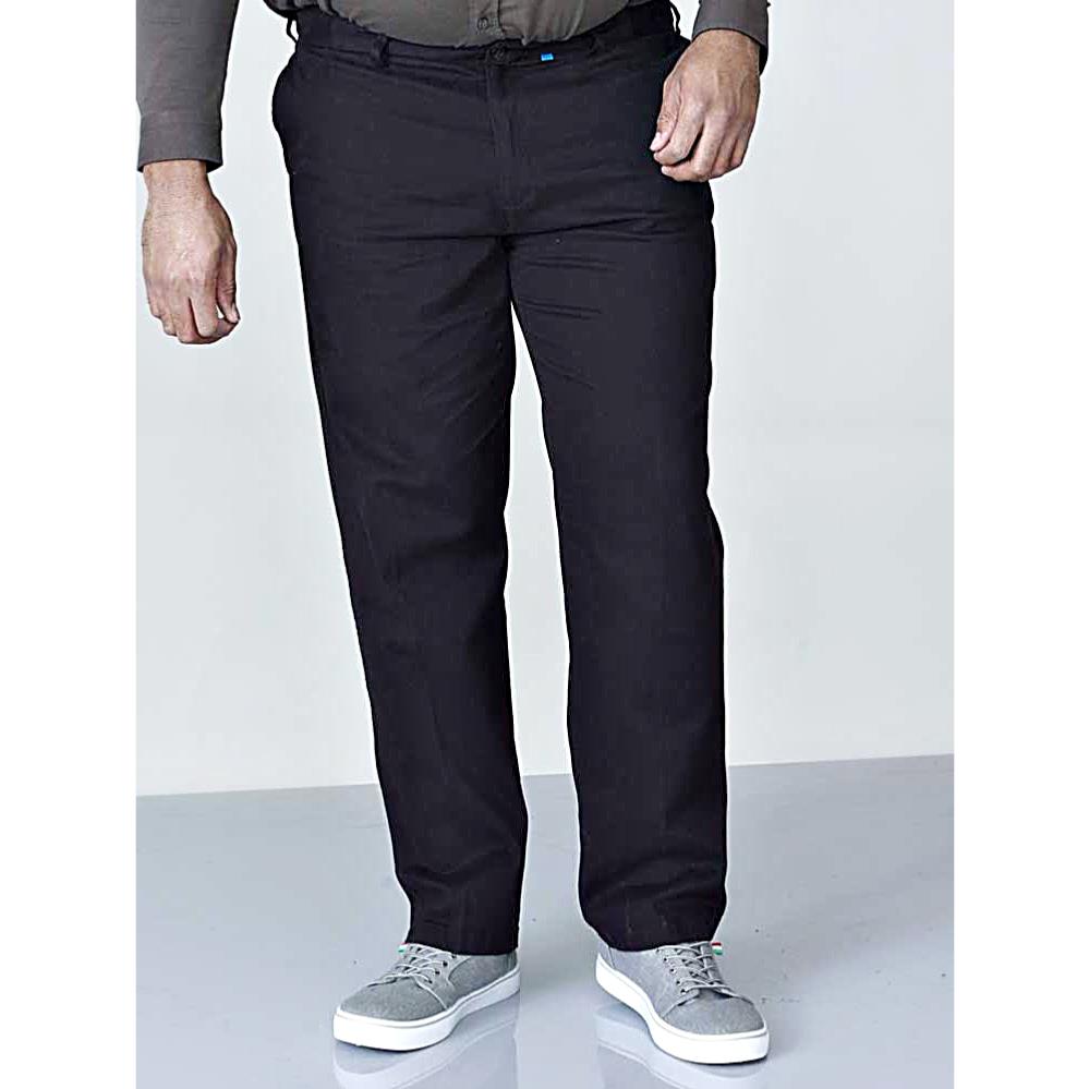 D555 BRUNO BIG MANS CASUAL COTTON CHINO TROUSERS WITH COMFORT STRETCH FIT AND FLEXI-WAIST BLACK