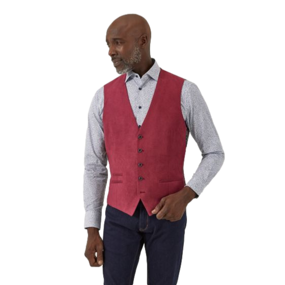 SKOPES CAMPLIN SUEDED WAISTCOAT RASPBERRY