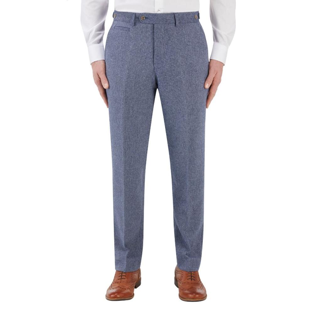 SKOPES JUDE HERRINGBONE EFFECT TROUSERS BLUE