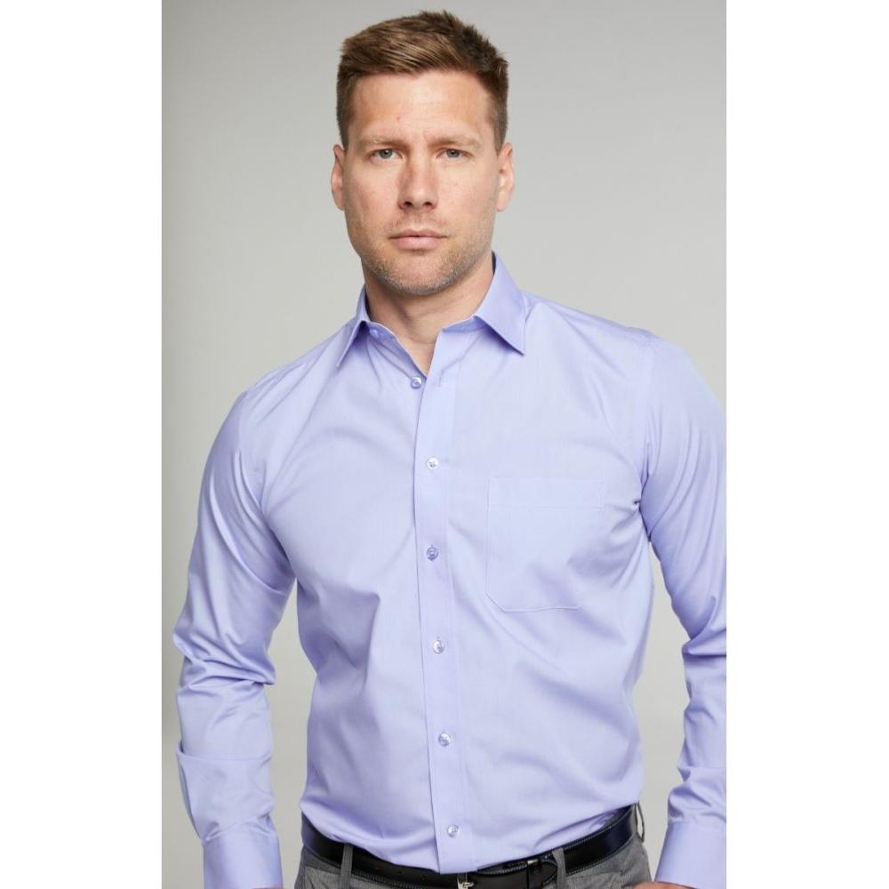 DOUBLE TWO NON-IRON COTTON RICH LONG SLEEVE SHIRT BLUE