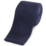 SKOPES EXTRA LONG KNITTED TIE AND POCKET SQUARE SET NAVY