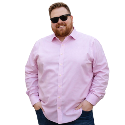 DOUBLE TWO NON-IRON COTTON RICH LONG SLEEVE SHIRT PINK