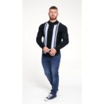 D555 DARLEY LONG SLEEVE KNITTED POLO SHIRT WITH VERTICAL STRIPES