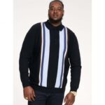 D555 DARLEY LONG SLEEVE KNITTED POLO SHIRT WITH VERTICAL STRIPES