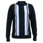 D555 DARLEY LONG SLEEVE KNITTED POLO SHIRT WITH VERTICAL STRIPES