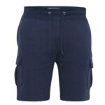 D555 CYRUS ELASTICATED WAIST FLEECE JOG CARGO SHORTS BLACK