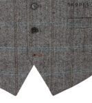 ROWAN – SKOPES WOOL BLEND HERRINGBONE WAISTCOAT WITH OVER CHECK BROWN