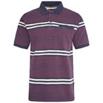 KAM Short Sleeve Stripe Rugby Polo Burgundy / Navy KBS5506