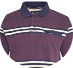 KAM Short Sleeve Stripe Rugby Polo Burgundy / Navy KBS5506