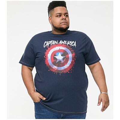 D555 ROGERS OFFICIAL MARVEL TEE SHIRT CAPTAIN AMERICA NAVY