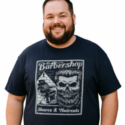ESPIONAGE BARBERS SHOP PRINT COTTON TEE NAVY