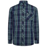 KAM BIG MANS LONG SLEEVE CASUAL CHECK SHIRT TEAL KBS6301