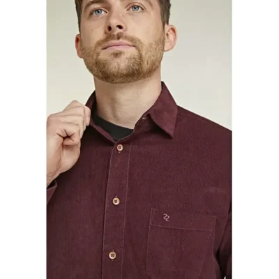 DOUBLE TWO CORDUROY LONG SLEEVE CASUAL SHIRT BURGUNDY