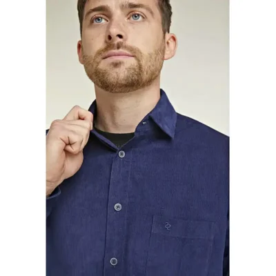 DOUBLE TWO CORDUROY LONG SLEEVE CASUAL SHIRT NAVY 