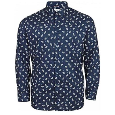 BEN SHERMAN LONG SLEEVE PAISLEY PRINT SHIRT NAVY