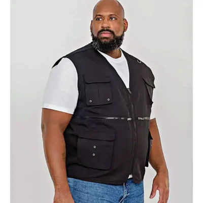 D555 ACCORD BIG MENS MULTI POCKET GILET BLACK