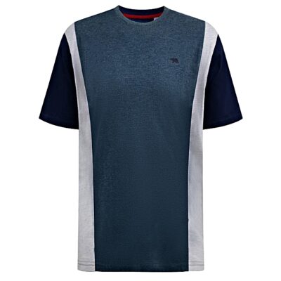 D555 Neath Cut and Sew Stripe Tee Shirt Denim Marl