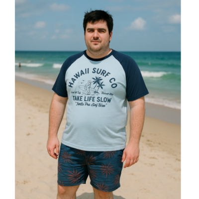 KAM Hawaii Surf Turtle Tee Blue KBS5772