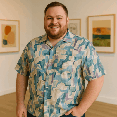 ESPIONAGE Abstract Print Short Sleeve Shirt With revere Collar SH441 