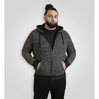 D555 FAREHAM Knitted Hoody with Bonded Sherpa Lining BLACK 641804