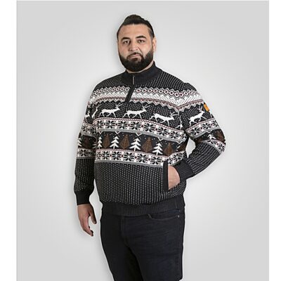 D555 NICHOLAS Knitted Christmas Jumper with 1/4 Zip and Bonded Fleece Lining £40 up to 6XL D555 NICHOLAS Knitted Christmas Jump
