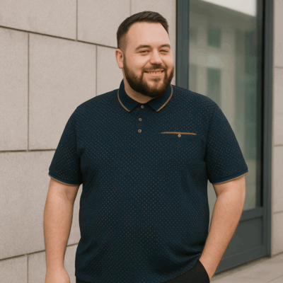 KAM AOP Geo Print Polo NAVY KBS5529