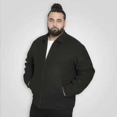 D555 EPSOM Mens Melton Harrington Shorty Over Coat BLACK