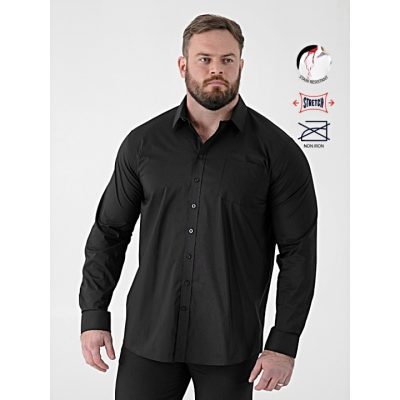 D555 OLIVER Men's Big Ultimate Stain Resist Non Iron Long Sleeve Stretch Shirt BLACK