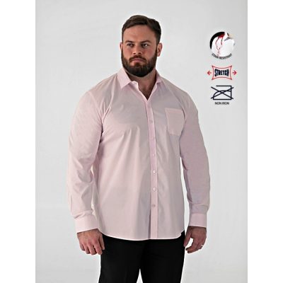 D555 OLIVER Men's Big Ultimate Stain Resist Non Iron Long Sleeve Stretch Shirt PINK