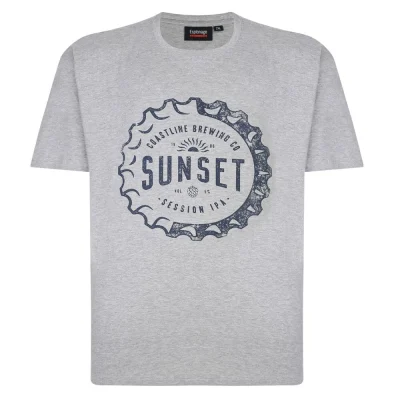 ESPIONAGE Sunset Beer Print Big T-Shirt GREY 7XL