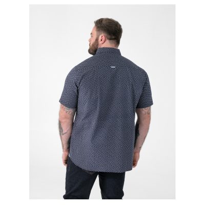D555 MELROSE AO Print Short Sleeve Cotton Shirt Navy
