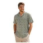 KAM Short Sleeve Mini Leaf Hawaiian Shirt SAGE KBS6392