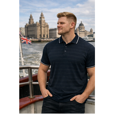 In stock up to 8XL KAM Textured Tipped Collar Polo CARBON