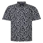 Big Sizes 2xl to 6xl ESPIONAGE Palm Print Short Sleeve Cotton Shirt NAVY SH411