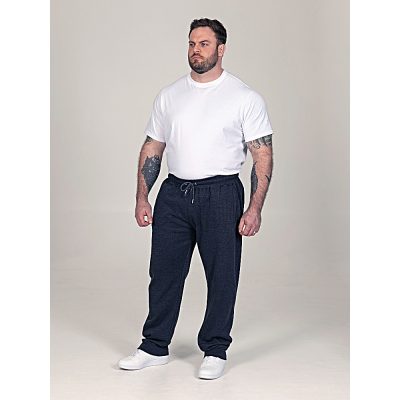 D555 Big Mens Navy Jogger with Fine Stripe Ribbed Cuffs and Zipped Pockets HYDE